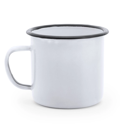 Kubek metalowy emailowany tradycyjny retro 380ml biały – odzież robocza Modern Company